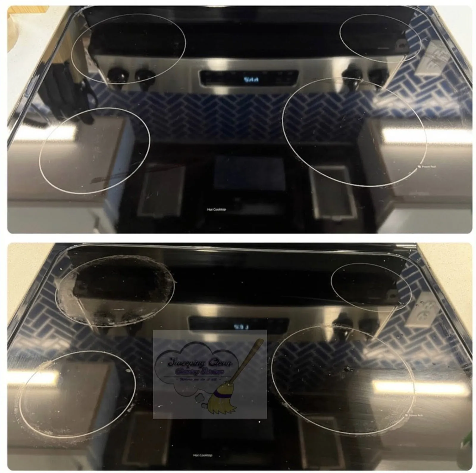 Glass cooktop — before & after